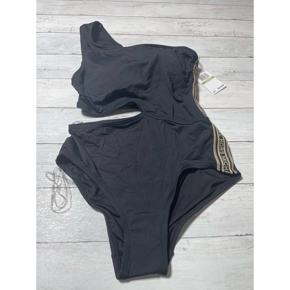 Michael Kors women’s bathingsuit Logo Cutout One-Shoulder One-Piece Swimsuit 8 - Picture 3 of 7